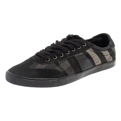 Burberry Black/Grey Suede And Check Canvas Low Top Sneakers Size