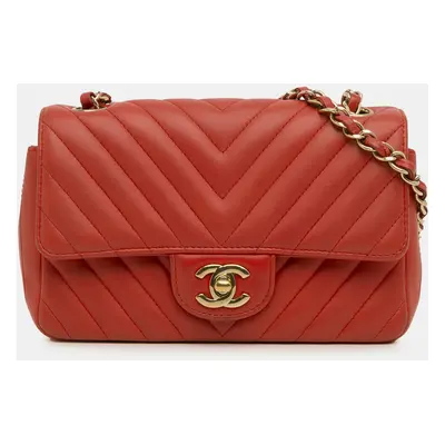 Chanel Mini Chevron Quilted Lambskin Rectangular Flap Bag