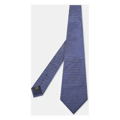 Valentino Navy Blue Stripe Patterned Silk Tie