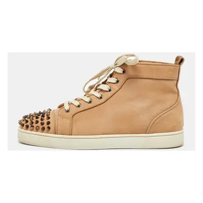 Christian Louboutin Beige Nubuck Leather High Top Sneakers