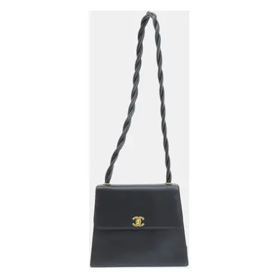 Chanel Black Caviar Leather Classic Twisted Strap Shoulder Bag