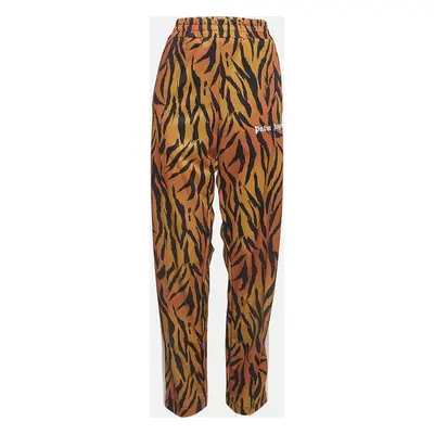 Palm Angels Orange Tiger Print Knit Side Stripe Detail Track Pants