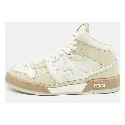 Fendi White/Cream Nubuck and Leather Match Sneakers Size