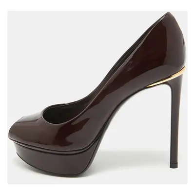 Louis Vuitton Burgundy Patent Leather Eyeline Peep Toe Pumps Size