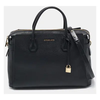 Michael Kors Black Leather Mercer Belted Satchel