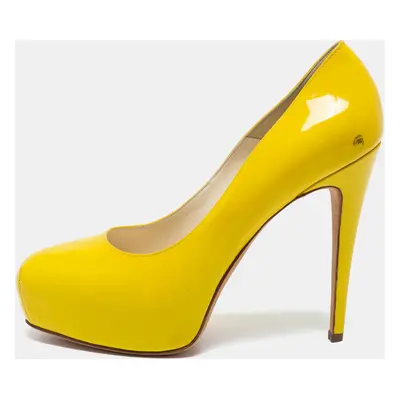 Brian Atwood Yellow Patent Leather Platform Pumps Size