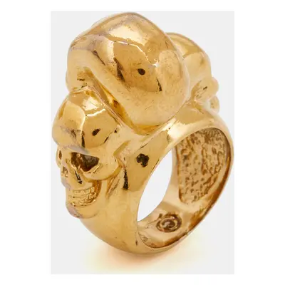 McQ by Alexander McQueen Gold Tone Multi Skull Ring Size