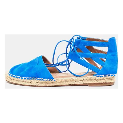 Aquazzura Blue Suede Strappy Espadrille Sandals Size