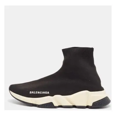 Balenciaga Black Knit Fabric Speed Trainer High Top Sneakers Size