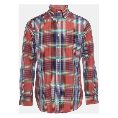 Ralph Lauren Multicolor Tartan Check Linen Blend Custom Fit Shirt