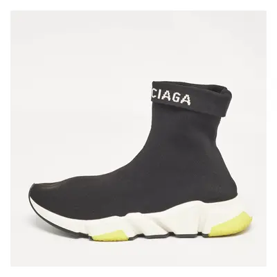 Balenciaga Black Knit Fabric Speed Trainer High Top Sneakers Size