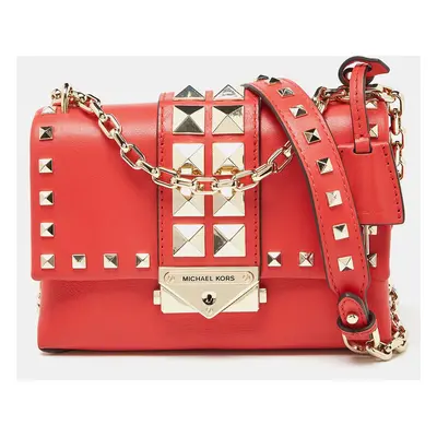 Michael Kors Red Studded Leather Mini Cece Crossbody Bag