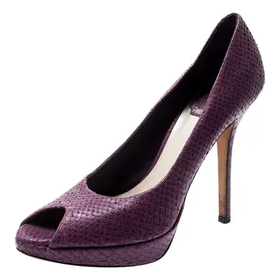 Dior Purple Python Miss Dior Peep Toe Platform Pumps Size 37.5