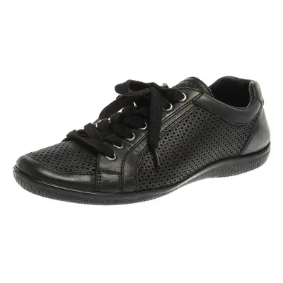 Prada Sports Black Perforated Leather Lace Up Low Top Sneakers Size