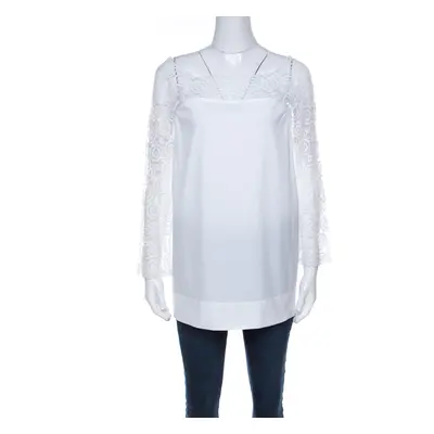 Philosophy di Alberta Ferretti Off White Cotton Lace Detail Top