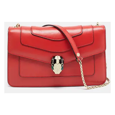 Bvlgari Red Leather Serpenti Forever East West Shoulder Bag