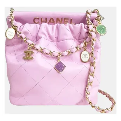 Chanel Pink Leather Small Bucket Bag