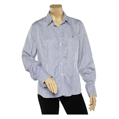 CH Carolina Herrera Blue Striped Cotton Button Front Shirt