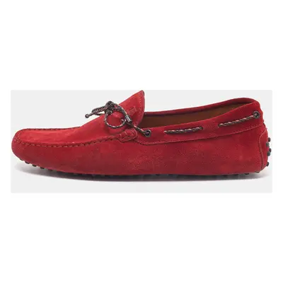 Tod's Red Suede Bow Slip On Loafers Size