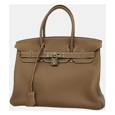 Hermes Etoupe Togo Leather Birkin Tote Bag