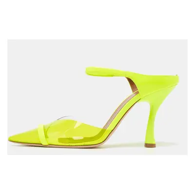 Malone Souliers Neon Yellow PVC and Patent Leather Iona Mules Size 38.5