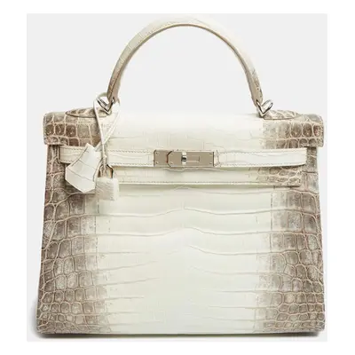 Hermès Blanc Crocodile Niloticus Himalaya Palladium Finish Kelly Retourne Bag