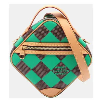 Louis Vuitton Chess Vert Damier Pop Coated Canvas Leather Green Brown Handbag