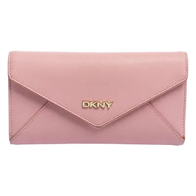 Dkny Pink Saffiano Leather Envelope Flap Wallet