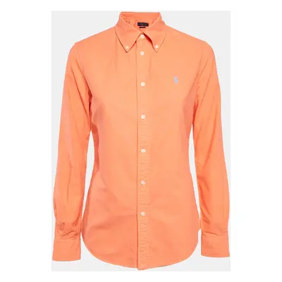 Ralph Lauren Orange Logo Embroidered Cotton Custom Fit Shirt