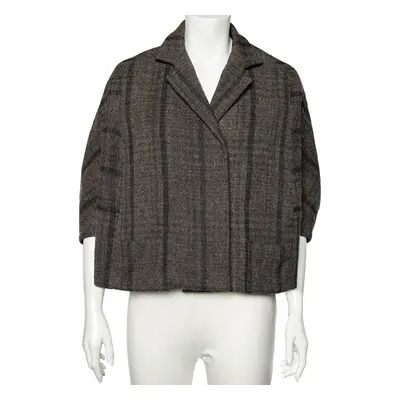 Marni Grey Checkered Wool Oversized Cropped Jacket