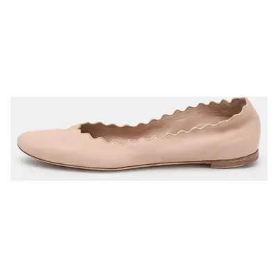 Chloe Beige Leather Lauren Scalloped Ballet Flats Size