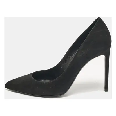 Saint Laurent Black Suede Anja Pointed Toe Pumps Size