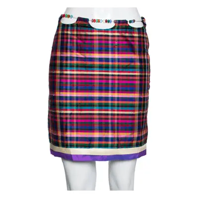 Moschino Cheap and Chic Multicolor Silk Beaded Waist Detail Mini Skirt