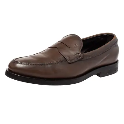 Tod's Brown Leather Penny Slip On Loafers Size 39.5