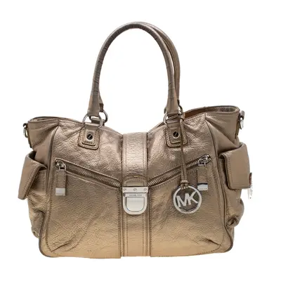 MICHAEL Michael Kors Metallic Gold Leather Satchel