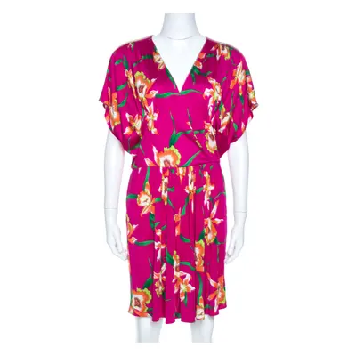 Dior Fuschia Floral Printed Silk Mini Dress