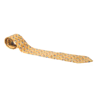 Ermenegildo Zegna Vintage Yellow Abstract Print Silk Tie