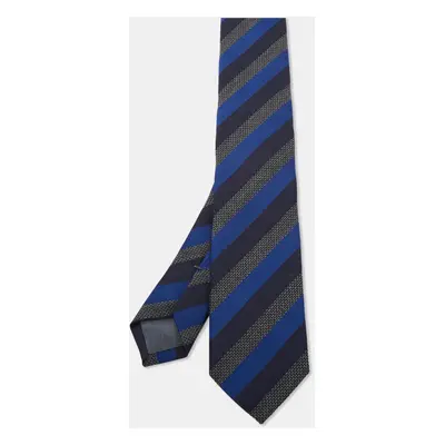 Boss By Hugo Boss Blue Diagonal Striped Silk & Wool Slim Tie