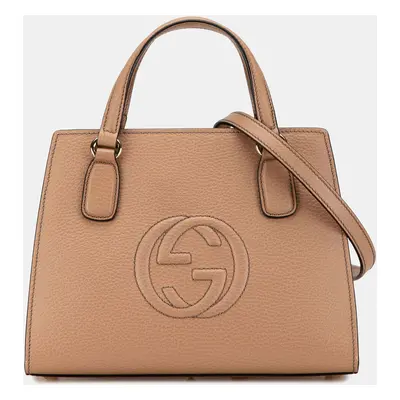 Gucci Light Brown Leather Medium Soho Convertible Tote Bag