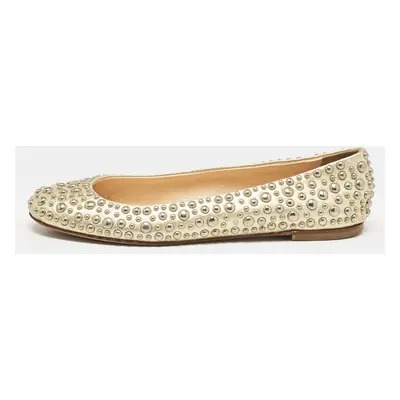 Giuseppe Zanotti Gold Leather Embellished Ballet Flats Size