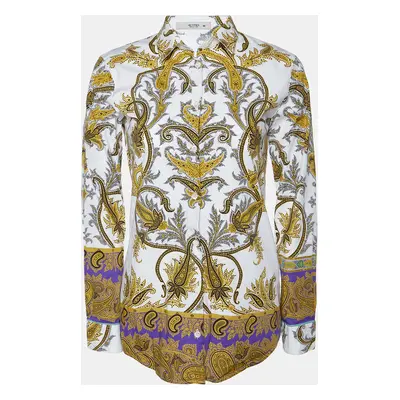 Etro White/Yellow Paisley Print Cotton Button Front Shirt