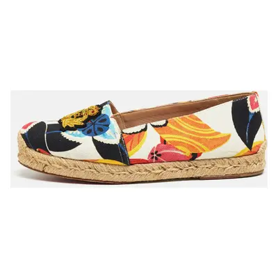 Christian Louboutin Multicolor Canvas Gala Embroidered Crest Espadrille Flats Size