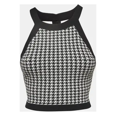 Nagnata Black Houndstooth Strap Back Crop Top