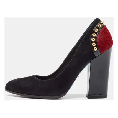 Loriblu Black Calf Hair and Suede Round Toe Pumps Size