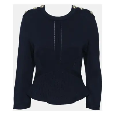 Chanel Blue Knitted Long Sleeve Top