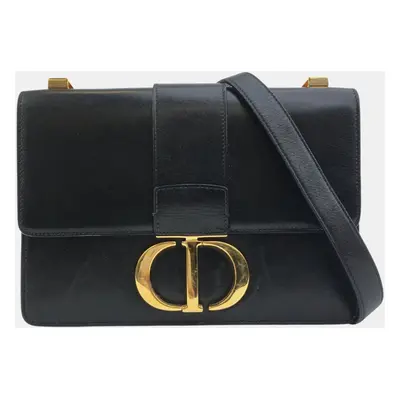 Dior Black Leather Montaigne Shoulder Bag