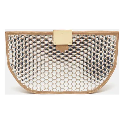 Burberry Beige Satin Studded Olympia Clutch