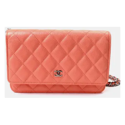 Chanel Salmon Pink Timeless Classic Chain Wallet Shoulder Bag