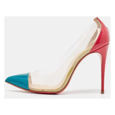 Christian Louboutin Pink/Green Patent Leather and PVC Debout Pumps Size