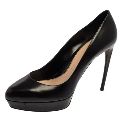 Alexander McQueen Black Leather Horn Heel Platform Pumps Size